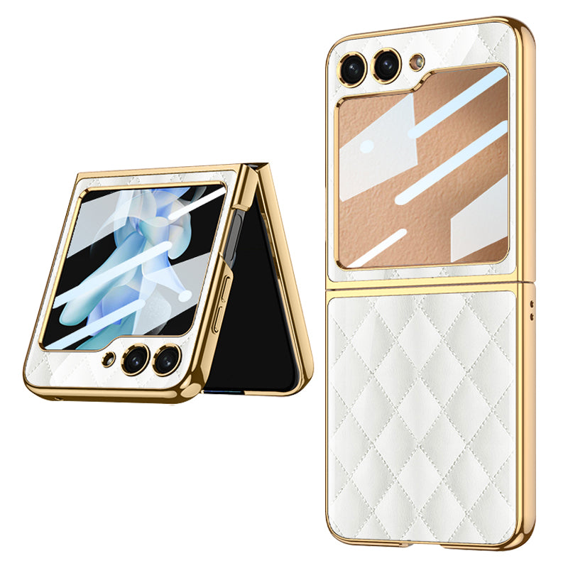 GKK Style 3 For Samsung Galaxy Z Flip5 5G Hard PC Phone Case Pattern Printing Shockproof Phone Cover with Tempered Glass Film GKK Style 3 For Samsung Galaxy Z Flip5 5G Hard PC Phone Case Pattern Printing Shockproof Phone Cover with Tempered Glass Film